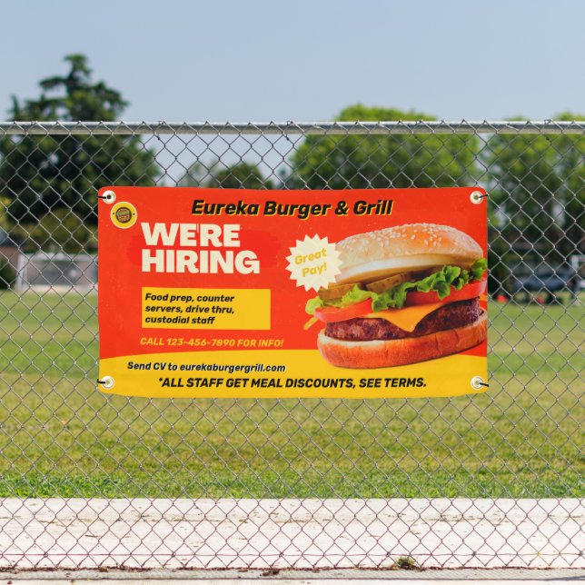 Banderoles Personnaliser le restaurant de burgers Nous recrut (Insitu)