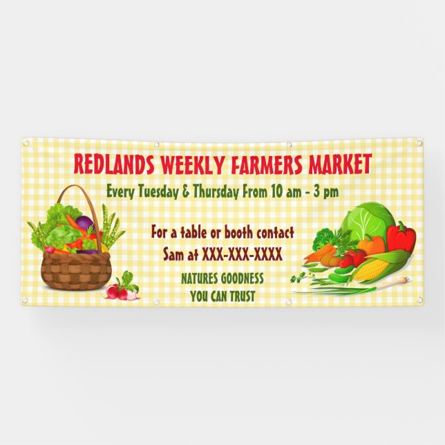 Banderoles Personnaliser les légumes du marché fermier détail (Horizontal)