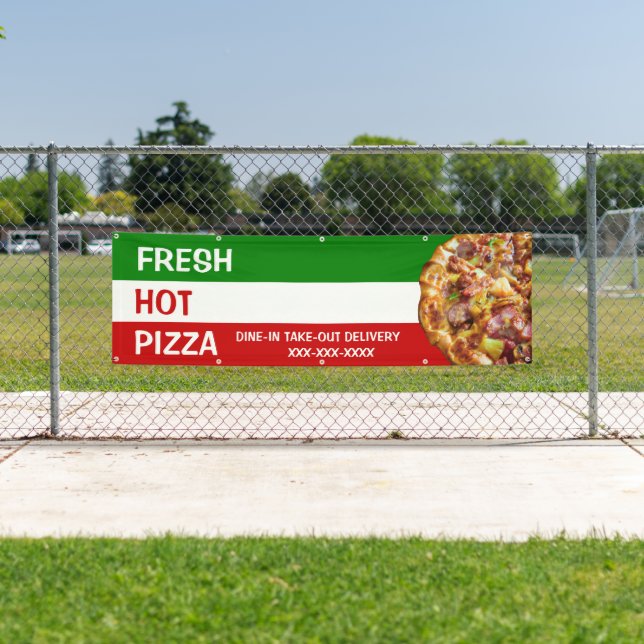 Banderoles Personnaliser Pizza Shop Drapeau Italien Pizza Pic (En situation)