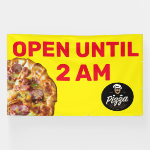 Banderoles Personnaliser Pizza Shop Logo Ouvert Jusqu'À 2H00 