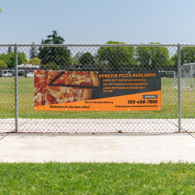 Banderoles Personnaliser Pizza Shop Pepperoni Fromage Publici (En situation)