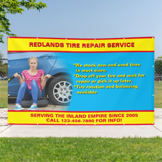 Banderoles Personnaliser Réparation des pneus Shop Photo Text (Dehors)