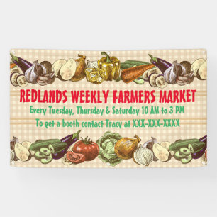 Banderoles Personnaliser Vintage Farmers Market Plaid végétal
