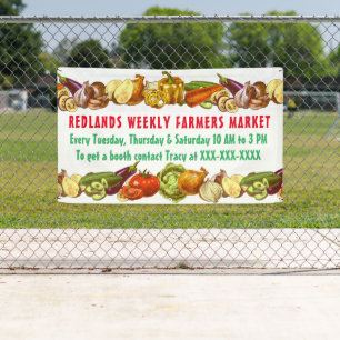 Banderoles Personnaliser Vintage Farmers Market Végétable Bla