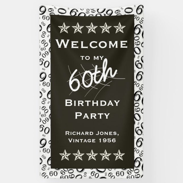 Banderoles Personnalisez: Bienvenue à mon 60e anniversaire (Vertical)