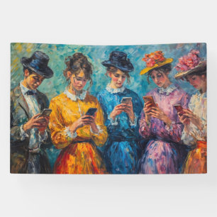 Banderoles Personnes du 19e siècle utilisant des smartphones