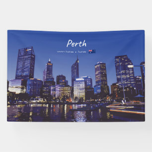 Banderoles Perth, Australie - Ciel de la ville la nuit