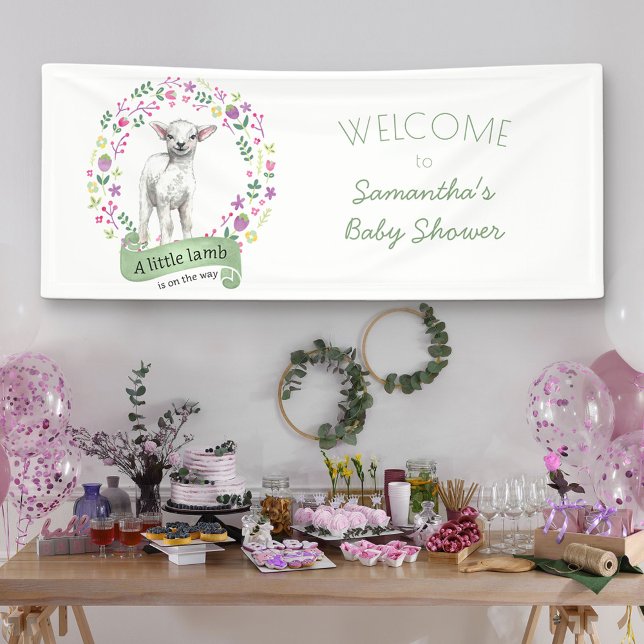 Banderoles Petit agneau et jolies fleurs Baby shower de print (Créateur téléchargé)