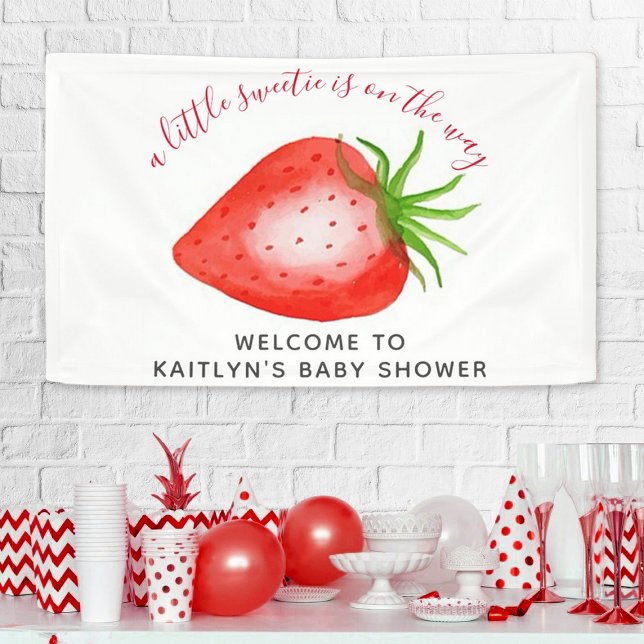 Banderoles Petit Baby shower de fraises doux Bienvenue (Créateur téléchargé)