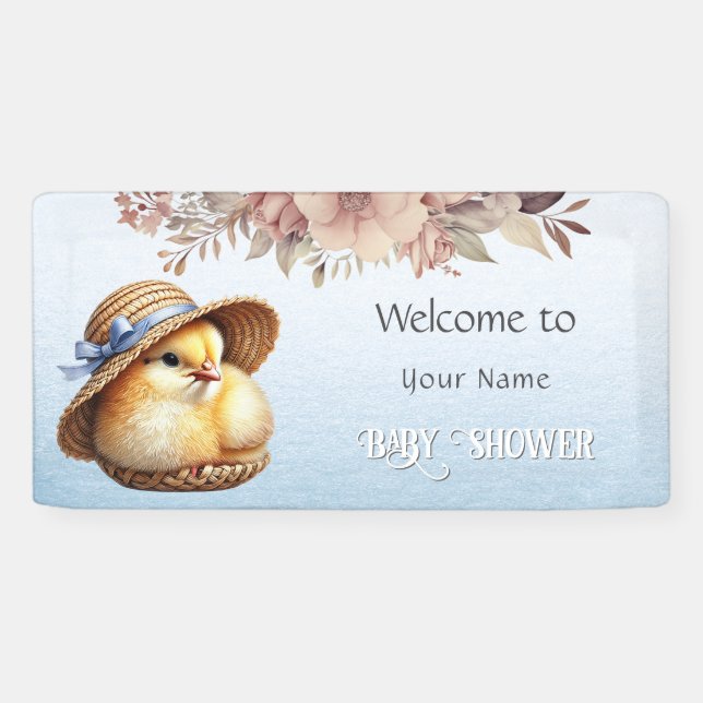 Banderoles Petit Baby shower de ruban bleu chic (Horizontal)