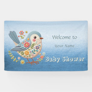 Banderoles Petit Baby shower Floral Bleu