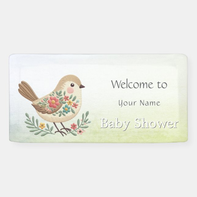 Banderoles Petit Baby shower Floral d'or (Horizontal)