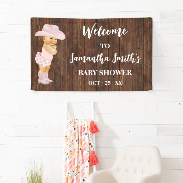 Banderoles Petit bébé Cowgirl Western Baby shower de bienvenu (En situation)