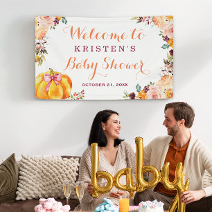Banderoles Petit Citrouille Floral Automne Baby shower d'auto