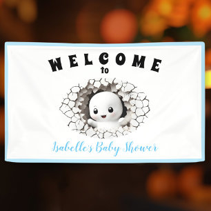 Banderoles Petit fantôme de Boo Halloween Bleu Baby shower ba
