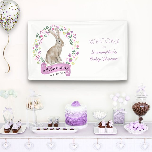 Banderoles Petit lapin lapin et joli Baby shower de fleurs (Créateur téléchargé)
