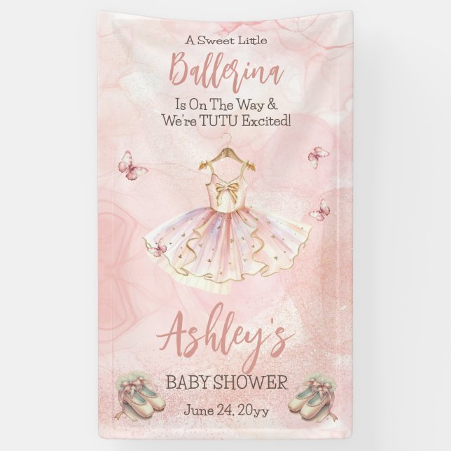 Banderoles Petite Ballerina Est En Route Tutu Baby shower (Vertical)