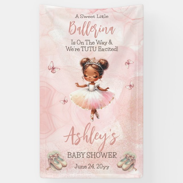 Banderoles Petite Ballerina Est En Route Tutu Baby shower (Vertical)