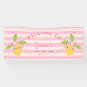Banderoles Petite Coquine Lemon Pink 1er Anniversaire BIENVEN