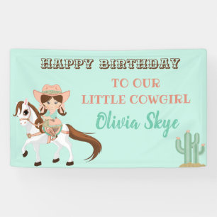 Banderoles Petite Cowgirl à Cheval Fille Anniversaire Western