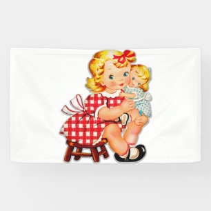 Banderoles Petite fille rétro vintage poupée enfant