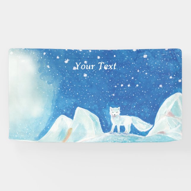 Banderoles Petite illustration de Fox arctique personnalisée (Horizontal)