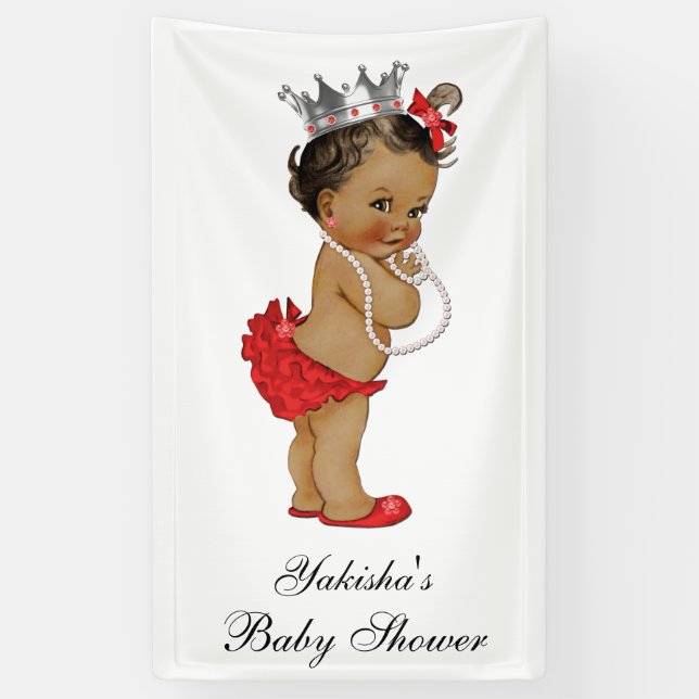 Banderoles Petite princesse ethnique rouge baby shower (Vertical)