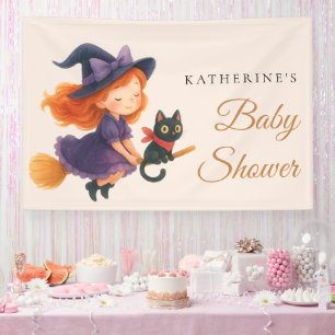 Banderoles Petite Sorcière & Chat   Fête Prénatale Halloween 