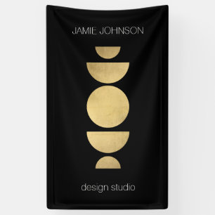 Banderoles Phases Lune Abstraites Art géométrique Or/Noir