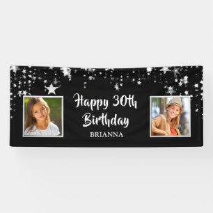 Banderoles Photo 30e anniversaire moderne Black Gold Stars