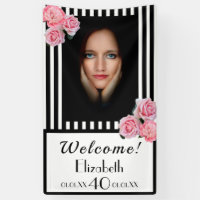 Photo 40e anniversaire noir rayures blanches flora