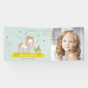 Banderoles Photo Anniversaire de la licorne rose jaune des en