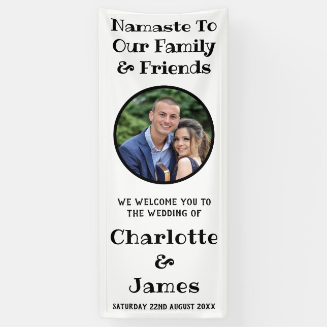 Banderoles Photo Couple Rond Mariage Noir Et Blanc Bienvenue (Vertical)