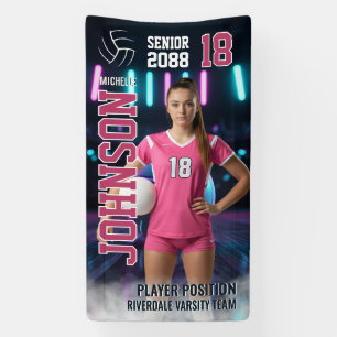 Banderoles Photo de la nuit senior de joueur de volley-ball F