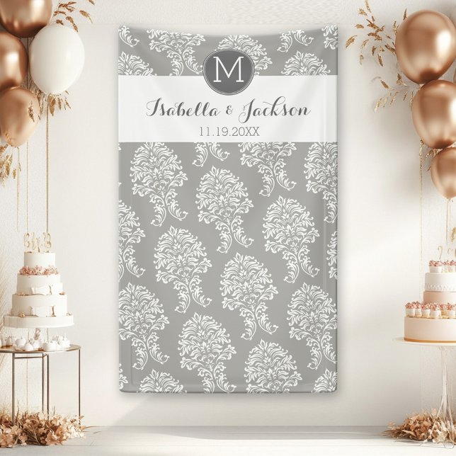 Banderoles Photo de mariage personnalisée Monogramme de la ma (Custom Wedding or Anniversary Backdrop Banner)