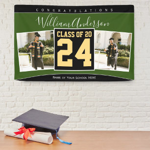Banderoles Photo de remise des diplômes Vert Noir & Or de la 