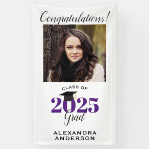 Banderoles Photo de script moderne Purple Graduation vertical