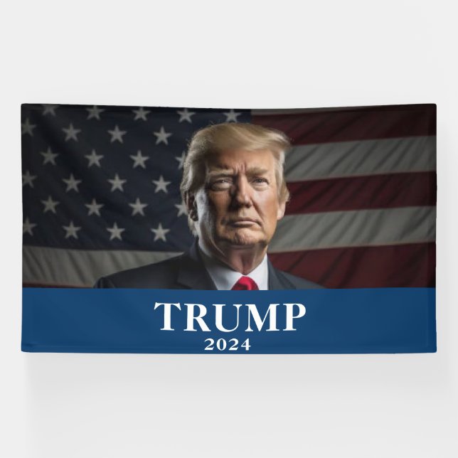 Banderoles Photo Donald Trump - Trump 2024 Garder l'Amérique  (Horizontal)