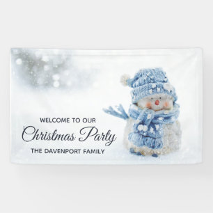 Banderoles Photo d'un gentil bonhomme de neige en hiver - No