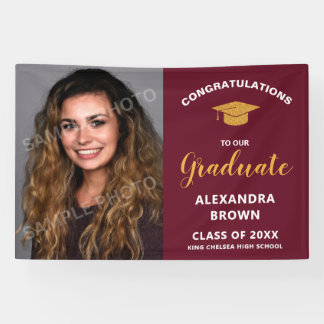 Banderoles Photo Graduation Announcement Burgundy