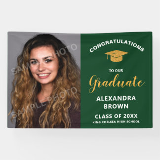 Banderoles Photo Graduation Announcement Green