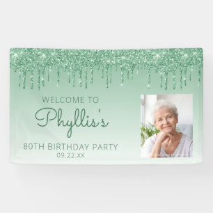 Banderoles Photo personnalisée Green Parties scintillant Drip