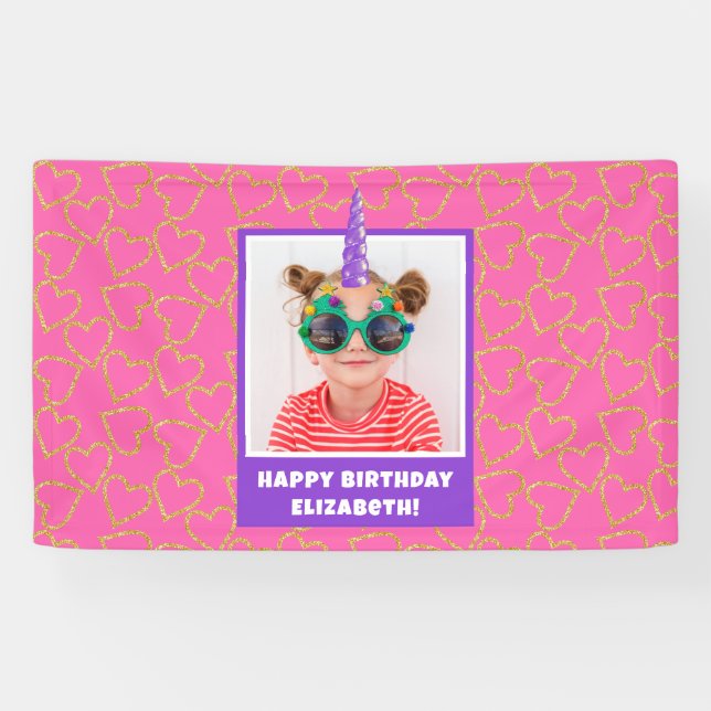 Banderoles Photo personnalisée pour enfant Joyeux Anniversair (Horizontal)