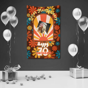 Banderoles Photo personnalisée Retro 60's Flower Power 70th B