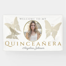 Photo Quinceanera Gold Butterfly Welcome