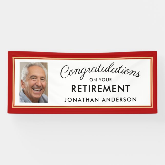 Banderoles Photo Red Simple Retirement Party (Horizontal)