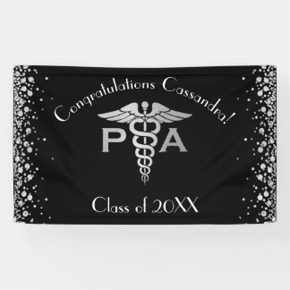 Banderoles Physician Assistant PA Graduation Black Silver