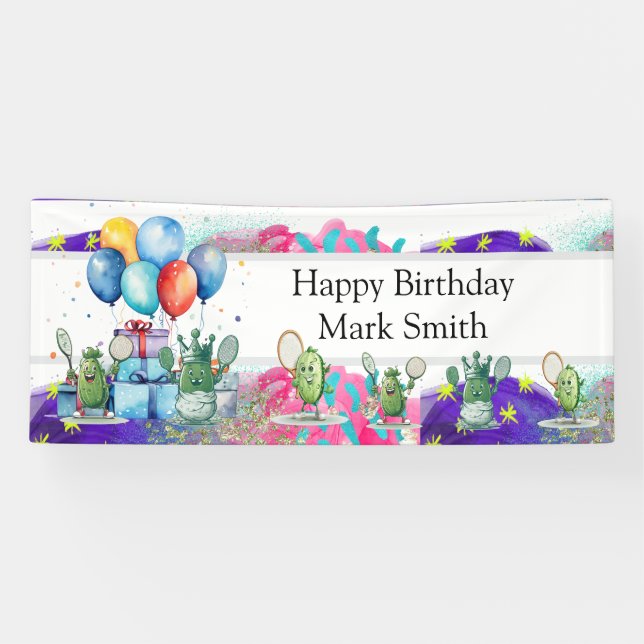 Banderoles Pickleball Anniversaire thème (Horizontal)