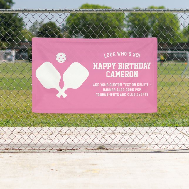 Banderoles Pickleball Club Party Paddles Rose Blanc Personnal (En situation)