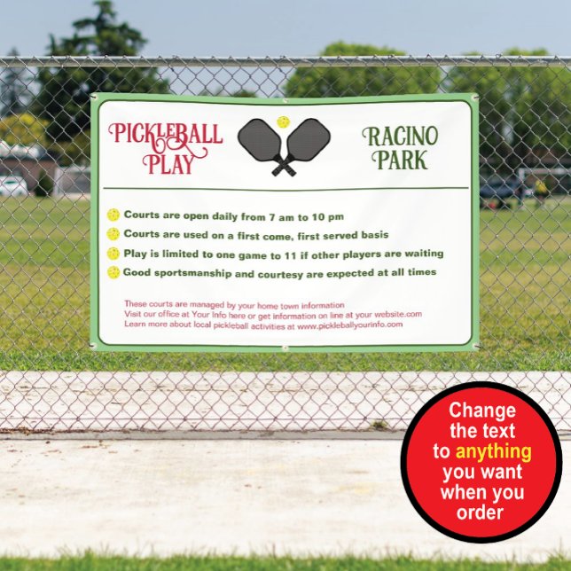 Banderoles Pickleball Club Rules Outdoor (Créateur téléchargé)